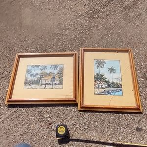 Pair framed pictures selling as is